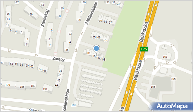 Tychy, Żółkiewskiego Stanisława, hetm., 87, mapa Tychów