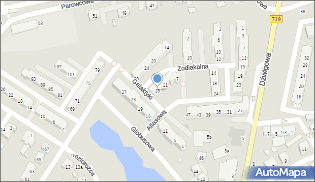 Warszawa, Zodiakalna, 15, mapa Warszawy