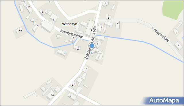 Witoszyn, Żołnierzy II Armii WP, 13, mapa Witoszyn