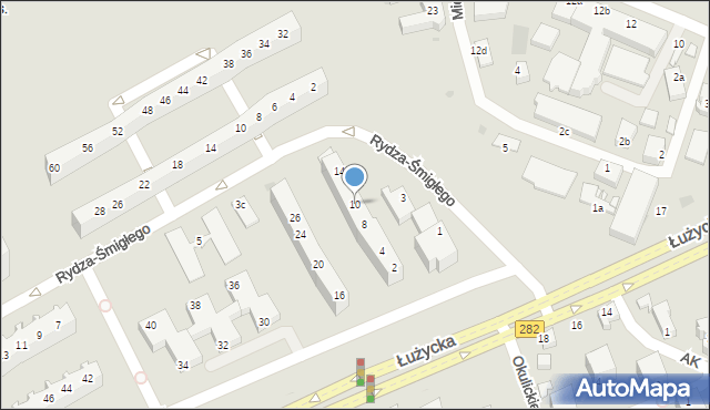 Zielona Góra, Żołnierzy 2 Armii, 10, mapa Zielona Góra