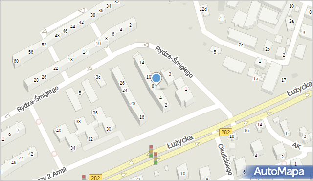 Zielona Góra, Żołnierzy 2 Armii, 6, mapa Zielona Góra