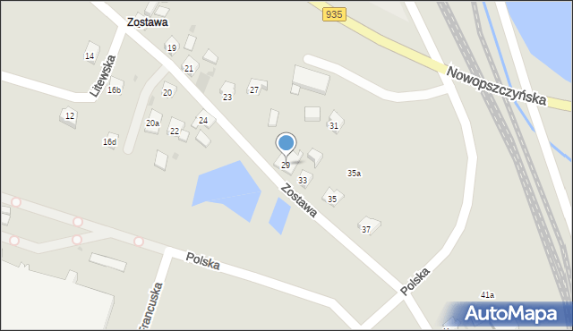 Żory, Zostawa, 29, mapa Żor