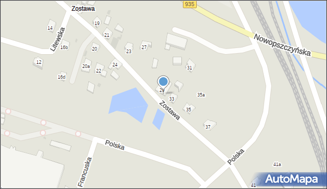 Żory, Zostawa, 29a, mapa Żor
