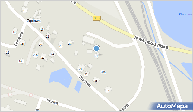 Żory, Zostawa, 31, mapa Żor