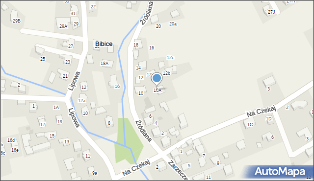 Bibice, Źródlana, 10A, mapa Bibice