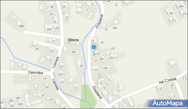 Bibice, Źródlana, 14, mapa Bibice