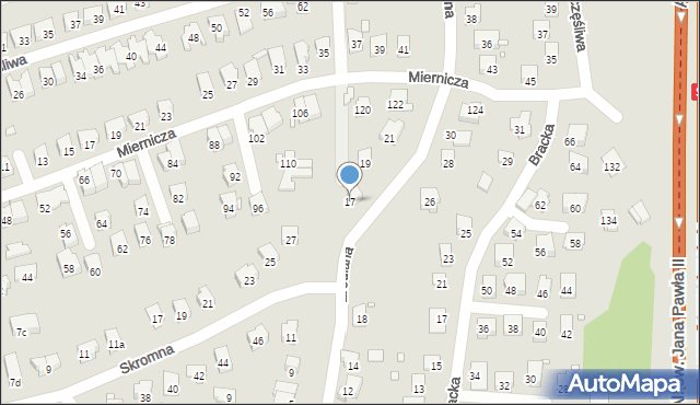 Bielsko-Biała, Źródlana, 17, mapa Bielsko-Białej