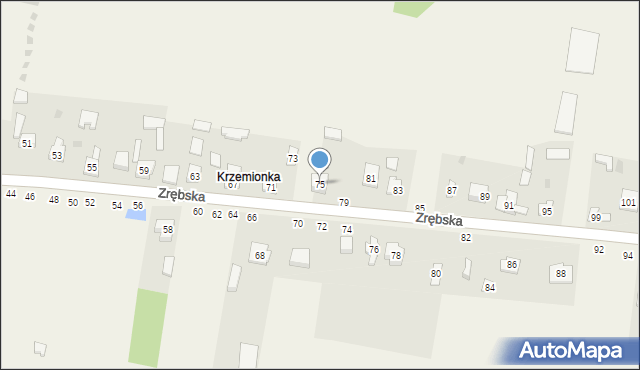 Biskupice, Zrębska, 75, mapa Biskupice