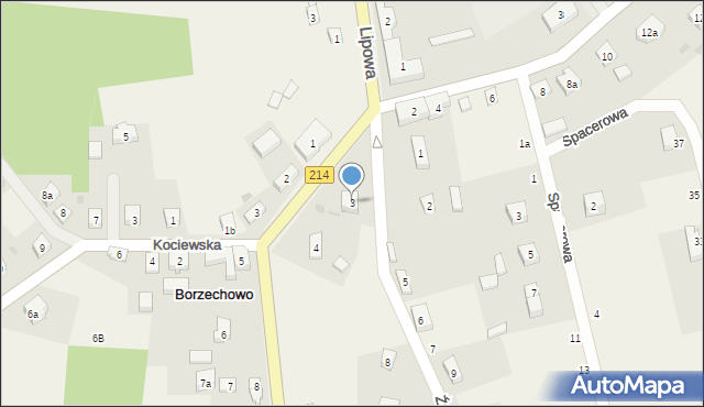 Borzechowo, Źródlana, 3, mapa Borzechowo