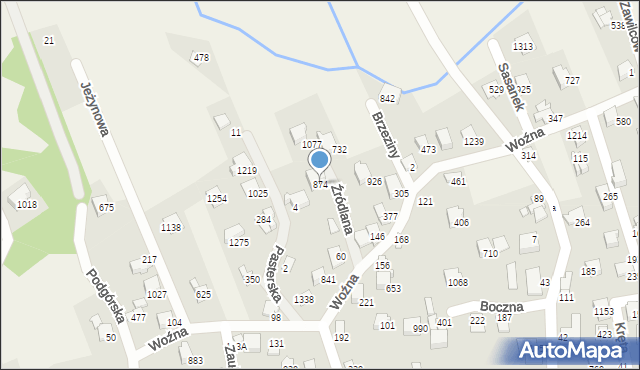 Buczkowice, Źródlana, 874, mapa Buczkowice