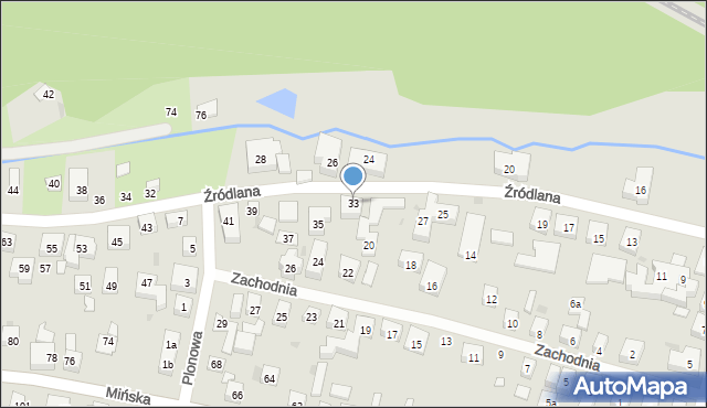 Bydgoszcz, Źródlana, 33, mapa Bydgoszczy