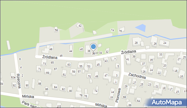 Bydgoszcz, Źródlana, 36, mapa Bydgoszczy