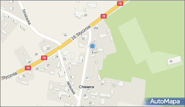 Chlewice, Źródłowa, 5, mapa Chlewice