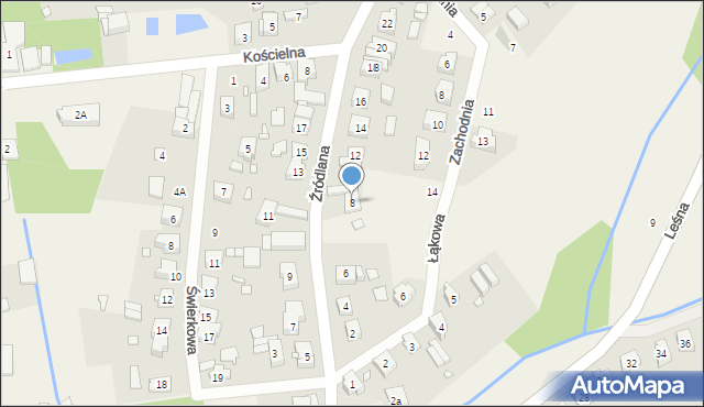 Czerwonak, Źródlana, 8, mapa Czerwonak