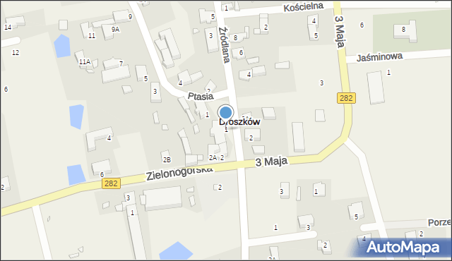 Droszków, Źródlana, 1, mapa Droszków