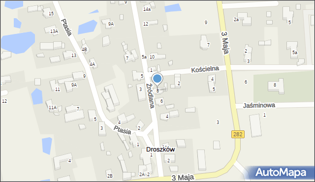 Droszków, Źródlana, 8, mapa Droszków