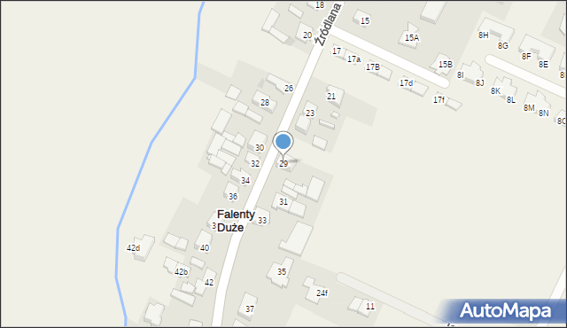 Falenty Duże, Źródlana, 29, mapa Falenty Duże
