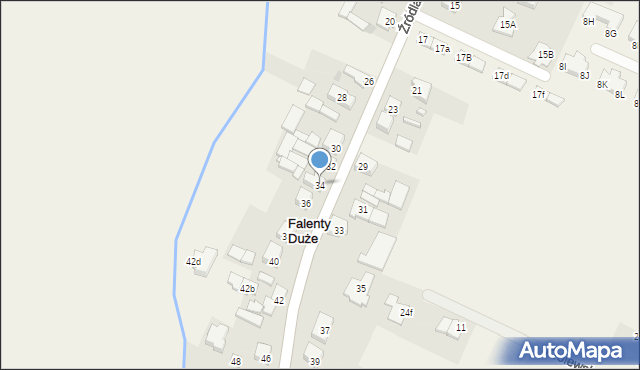 Falenty Duże, Źródlana, 34, mapa Falenty Duże