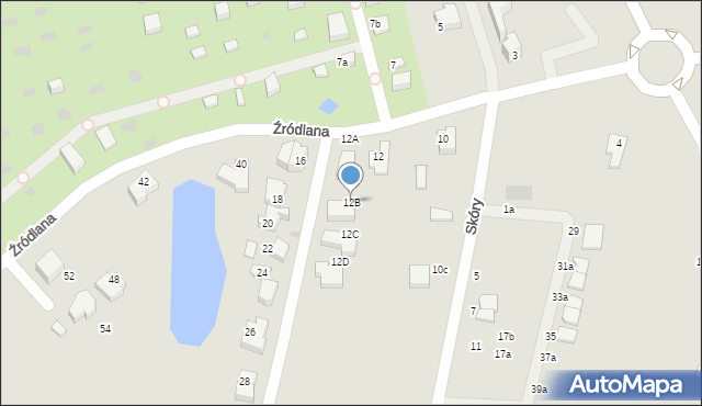 Gdańsk, Źródlana, 12B, mapa Gdańska