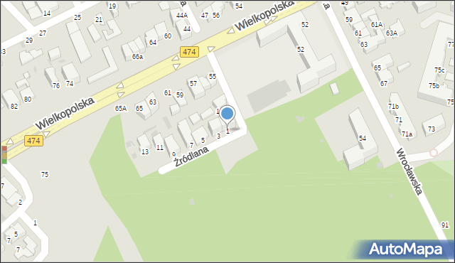 Gdynia, Źródlana, 1, mapa Gdyni