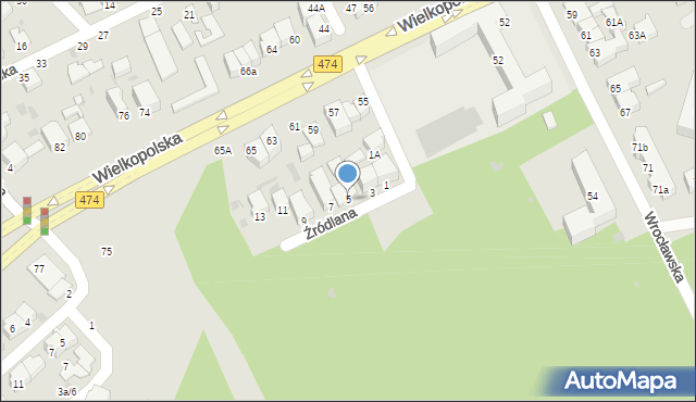 Gdynia, Źródlana, 5, mapa Gdyni
