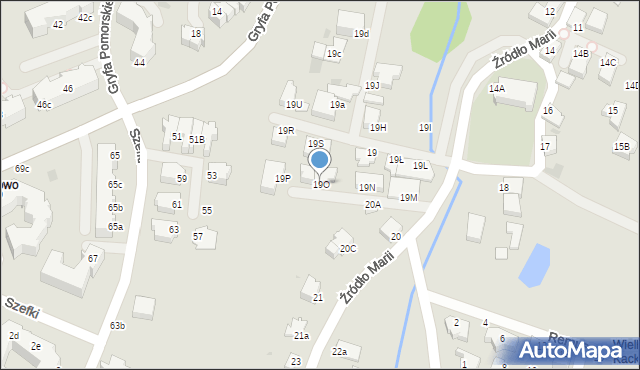 Gdynia, Źródło Marii, 19O, mapa Gdyni