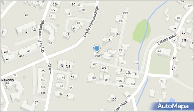 Gdynia, Źródło Marii, 19U, mapa Gdyni