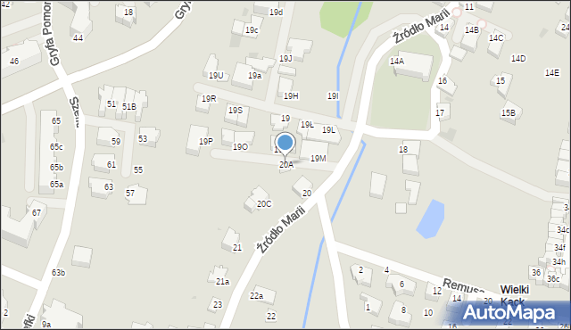 Gdynia, Źródło Marii, 20A, mapa Gdyni