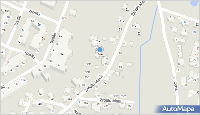 Gdynia, Źródło Marii, 28B, mapa Gdyni