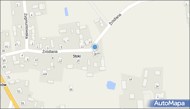 Goździków, Źródlana, 18, mapa Goździków