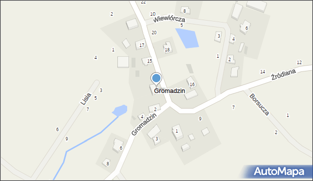 Gromadzin, Źródlana, 13, mapa Gromadzin