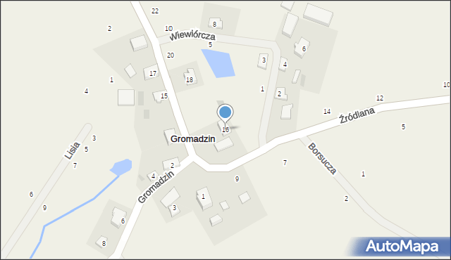 Gromadzin, Źródlana, 16, mapa Gromadzin