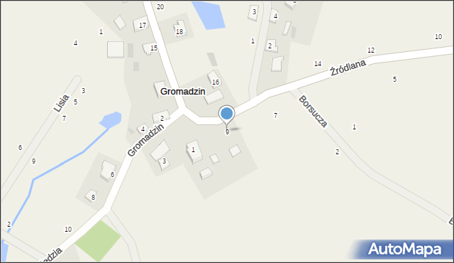 Gromadzin, Źródlana, 9, mapa Gromadzin