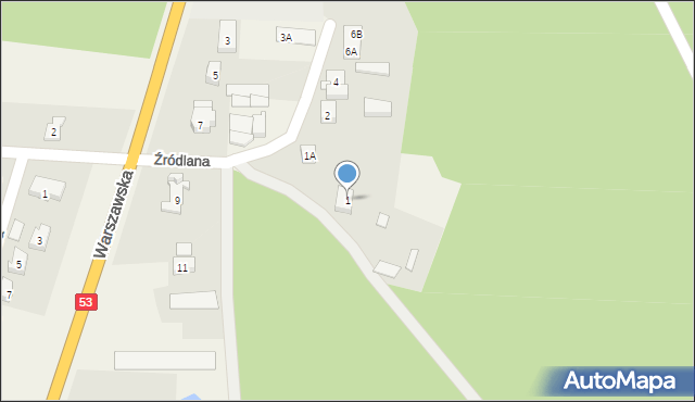 Kadzidło, Źródlana, 1, mapa Kadzidło