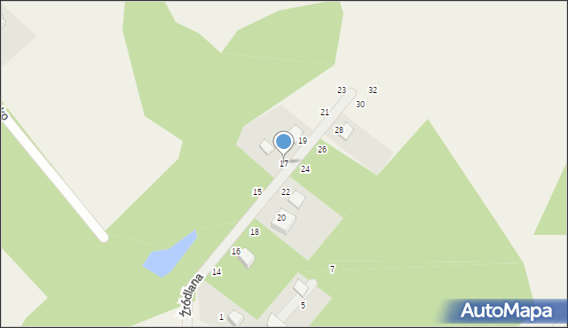 Kielno, Źródlana, 17, mapa Kielno