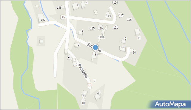 Kozy, Źródlana, 6, mapa Kozy