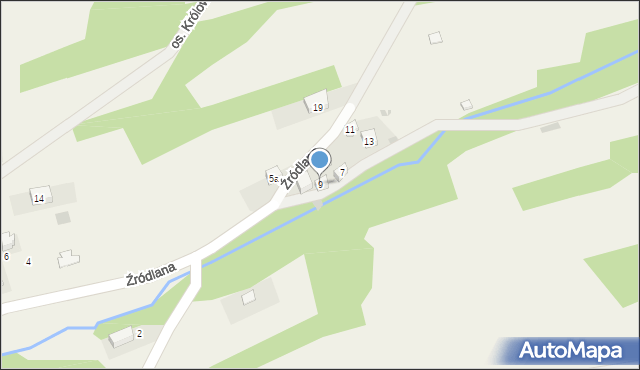 Krościenko nad Dunajcem, Źródlana, 9, mapa Krościenko nad Dunajcem