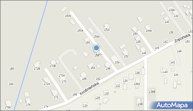 Krosno, Zręcińska, 158, mapa Krosna