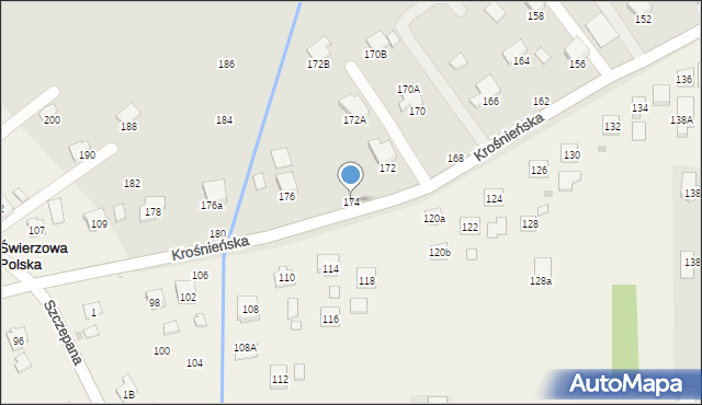 Krosno, Zręcińska, 174, mapa Krosna