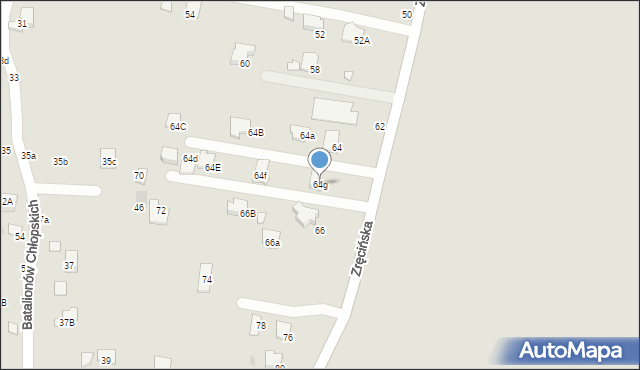 Krosno, Zręcińska, 64g, mapa Krosna