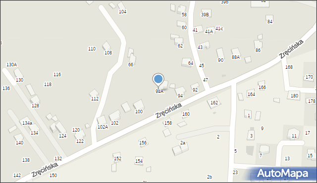 Krosno, Zręcińska, 94A, mapa Krosna