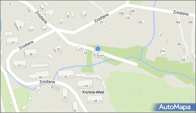 Krynica-Zdrój, Źródlana, 21, mapa Krynica-Zdrój