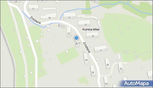 Krynica-Zdrój, Źródlana, 24, mapa Krynica-Zdrój