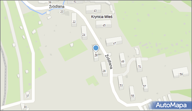 Krynica-Zdrój, Źródlana, 26, mapa Krynica-Zdrój