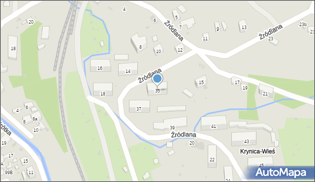 Krynica-Zdrój, Źródlana, 35, mapa Krynica-Zdrój