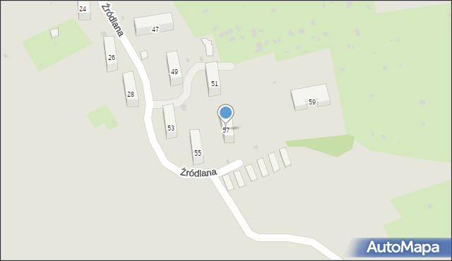 Krynica-Zdrój, Źródlana, 57, mapa Krynica-Zdrój