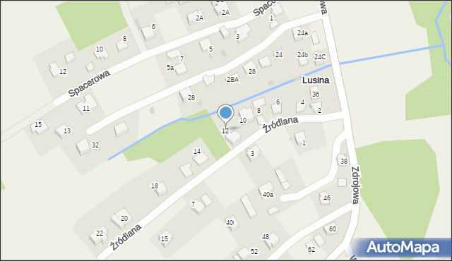 Lusina, Źródlana, 12, mapa Lusina