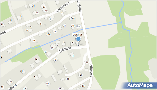 Lusina, Źródlana, 2, mapa Lusina