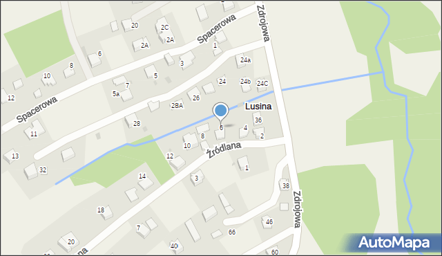 Lusina, Źródlana, 6, mapa Lusina