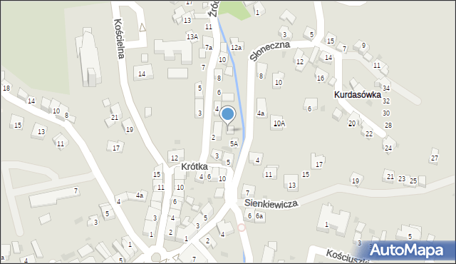 Maków Podhalański, Źródlana, 2a, mapa Maków Podhalański
